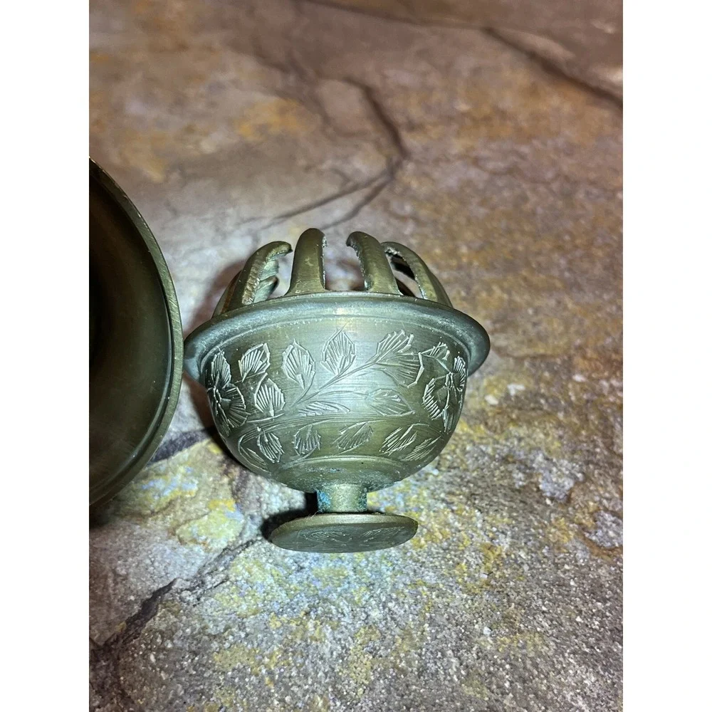 Vintage Brass Bell with matching Base.  Made in India.